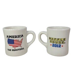 Waffle House America The Beautiful Mugs Set of 2 Diner Flag Stars Patriotic 2012
